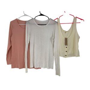 Lot Of 3 Womens Tops Size L Nordstrom NOBO Pink Project Social Tank RAA10445